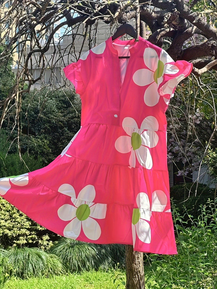 Women's Blooming Style Floral Midi Dress