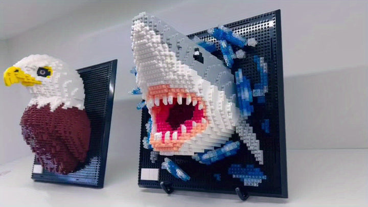 Unleash creativity with 3D shark & eagle wall art building blocks. A rewarding construction set & display.