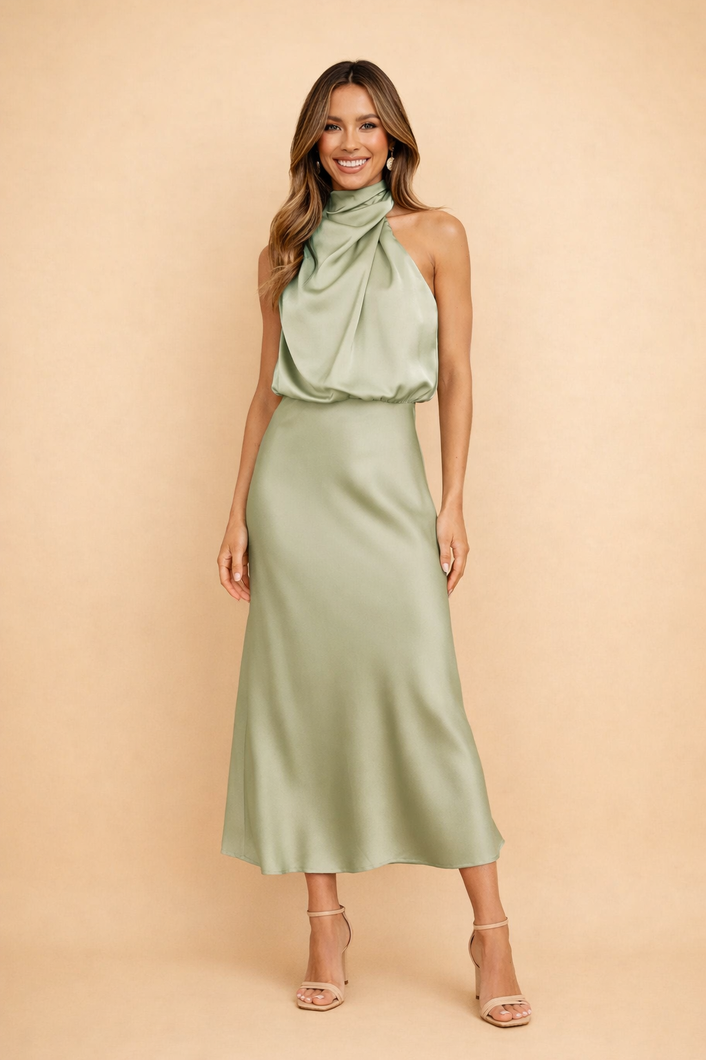 Chic women's one-shoulder midi dress in a sophisticated design, great for races & elegant events.