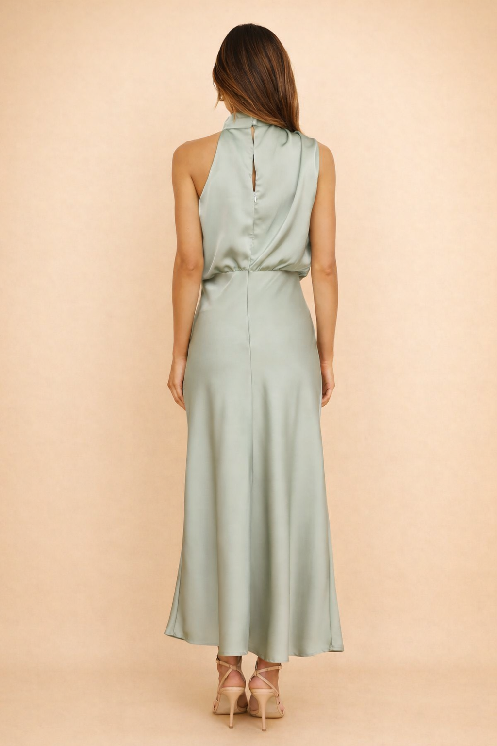 Sophisticated women's one-shoulder midi dress with an elegant silhouette, ideal for races & special events.