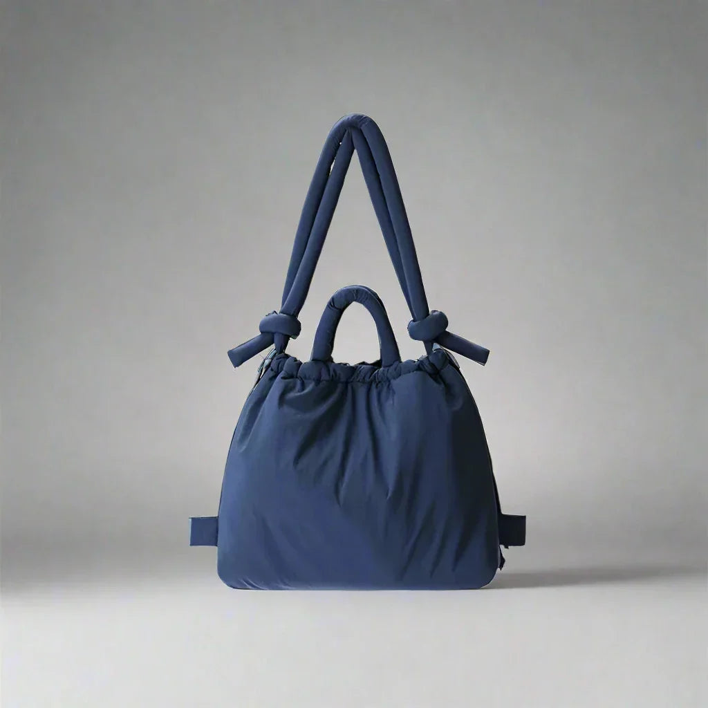 Fashionable beige quilted puffer tote bag