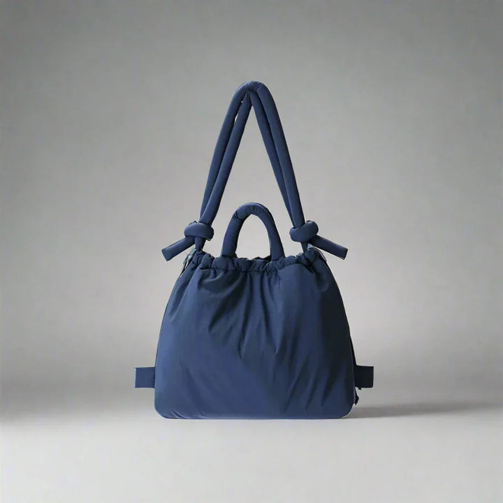 Fashionable beige quilted puffer tote bag