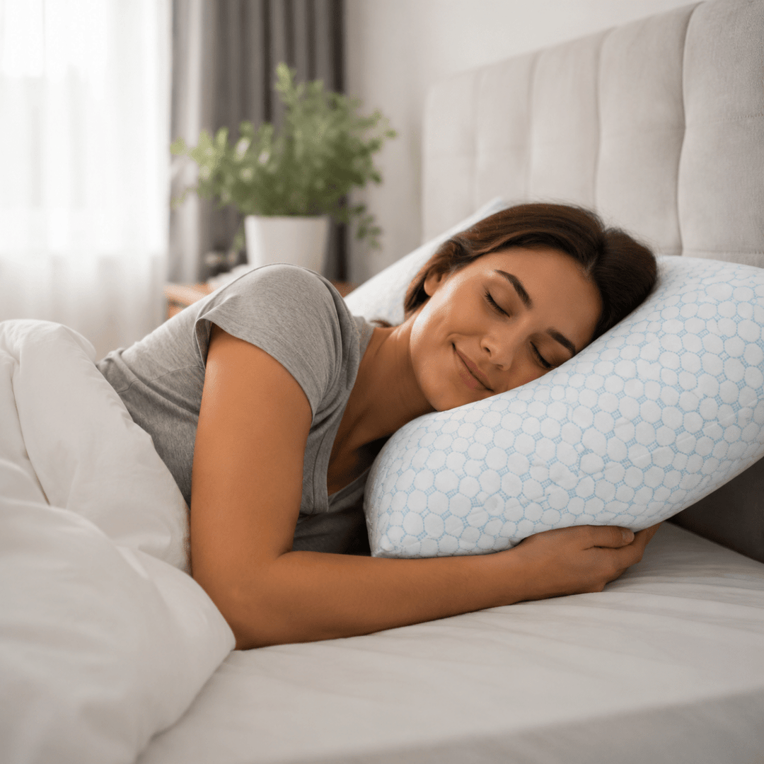 Breathable adjustable pillow offering ultimate sleep comfort & ergonomic neck support.