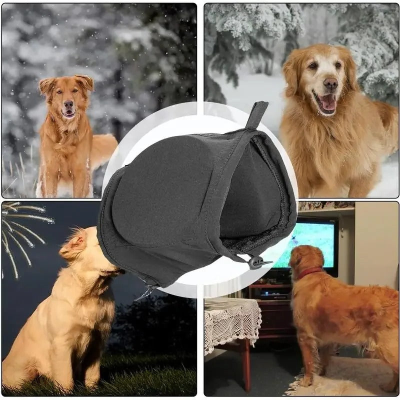Comfortable dog earmuffs with adjustable straps for secure noise reduction and travel safety.