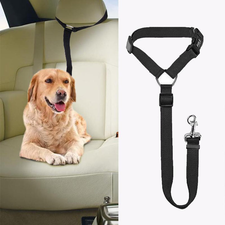 Adjustable dog car safety leash, providing a customizable pet restraint for secure & comfortable travel.