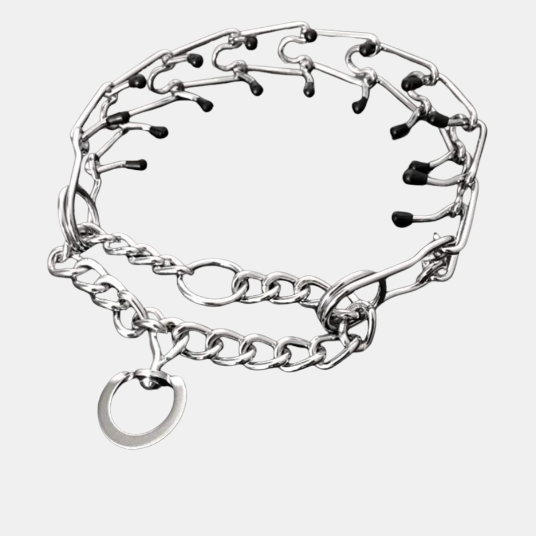 Heavy-duty dog training collar with adjustable links for secure fit