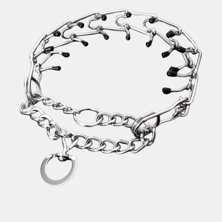Heavy-duty dog training collar with adjustable links for secure fit