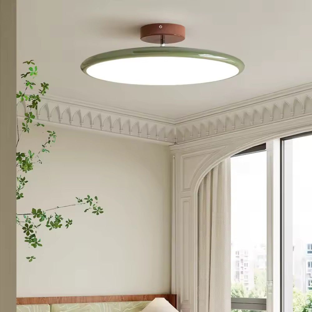 Directional modern LED ceiling light, available in green, for adjustable bedroom & kitchen lighting.