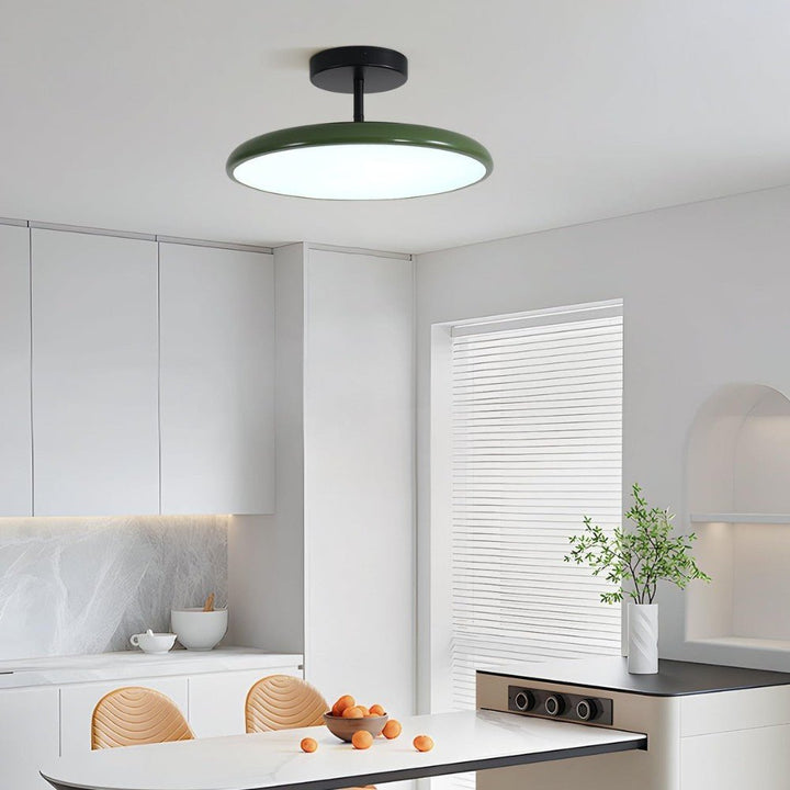Green modern LED ceiling fixture, perfect for targeted illumination in any contemporary space.