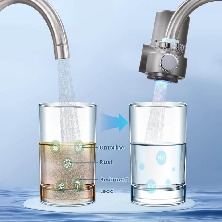Kitchen tap water filter with carbon & sediment filtration. Enjoy purified, healthy water at home.