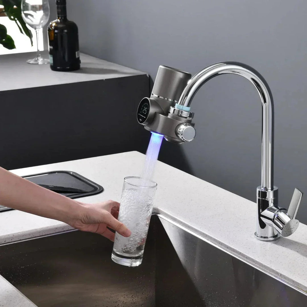 Easy-install tap water filter for instant clean, purified water. Enhances hydration & removes impurities.
