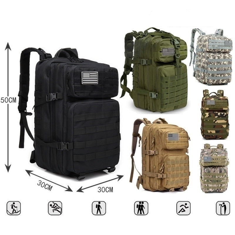 Unisex 50L adventure backpack for travel & hiking. Durable, water-resistant outdoor gear.