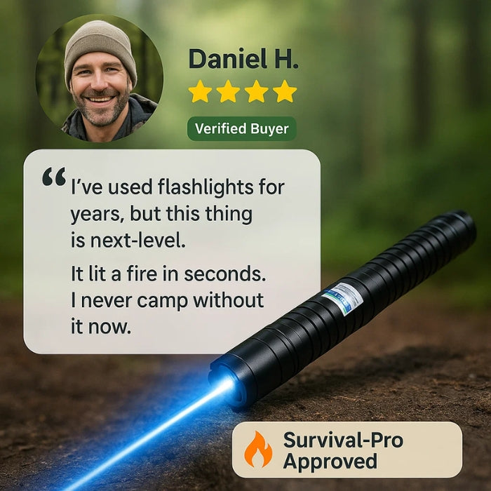 Compact unisex survival laser torch. Waterproof for hiking, camping, and emergency signaling. Outdoor essential.
