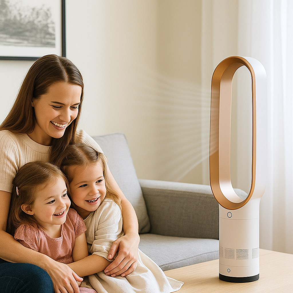 Blade-free air cooler fan providing cool comfort for home. Modern design, safe & quiet.