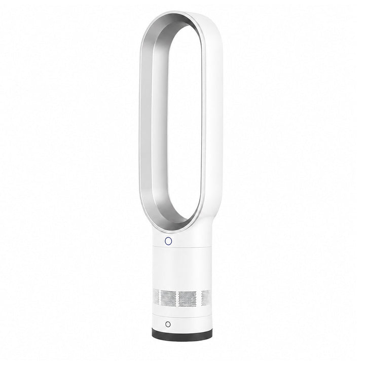 Compact blade-free air cooler fan with remote control, perfect for personal and room cooling.