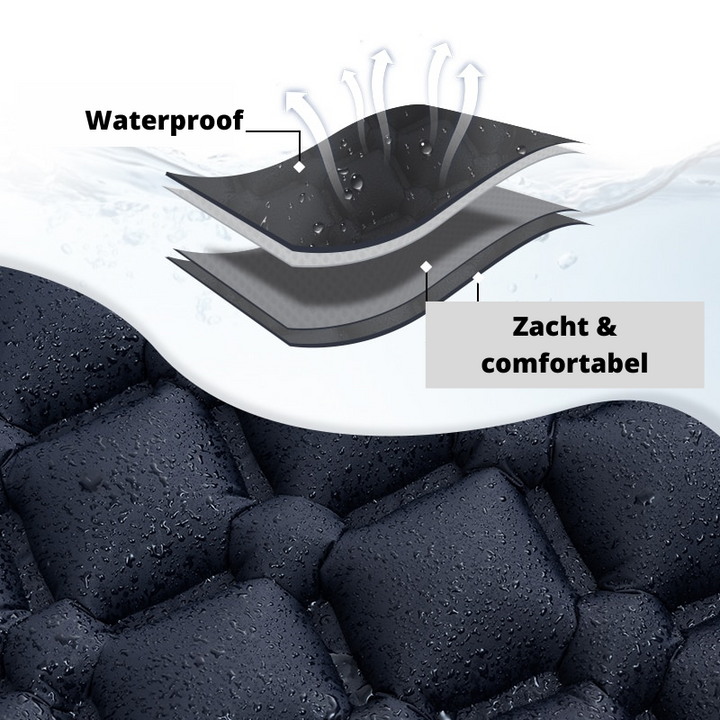 Compact & ultralight inflatable sleeping pad with pillow, ideal for comfortable outdoor camping & backpacking trips.