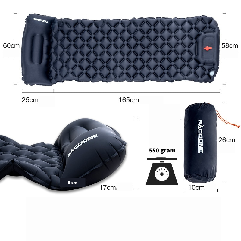 Premium ultralight camping air mattress with pillow, ensuring comfortable, portable sleep for all outdoor travelers.