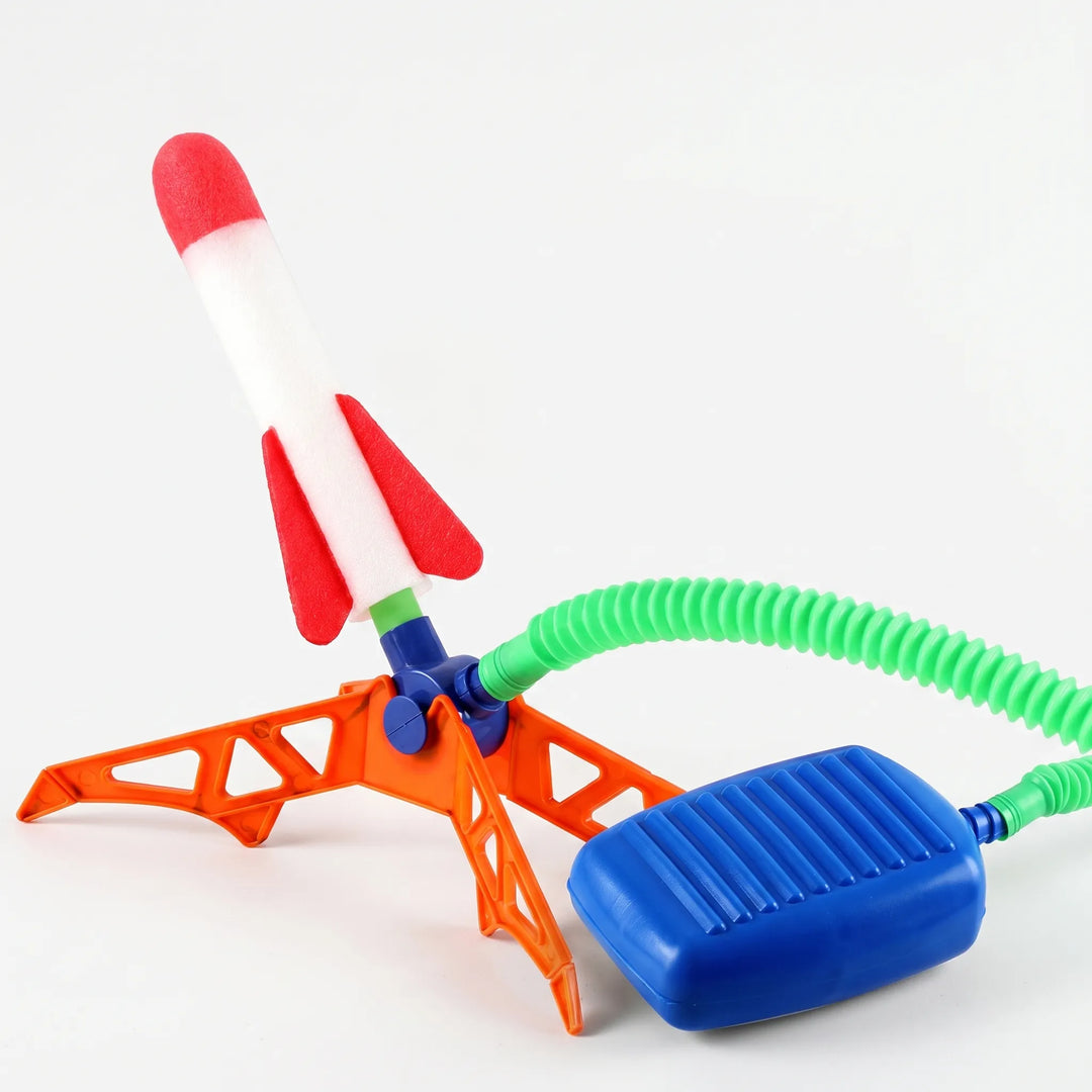 Science-themed air rocket launcher for kids, encouraging active play and outdoor exploration.