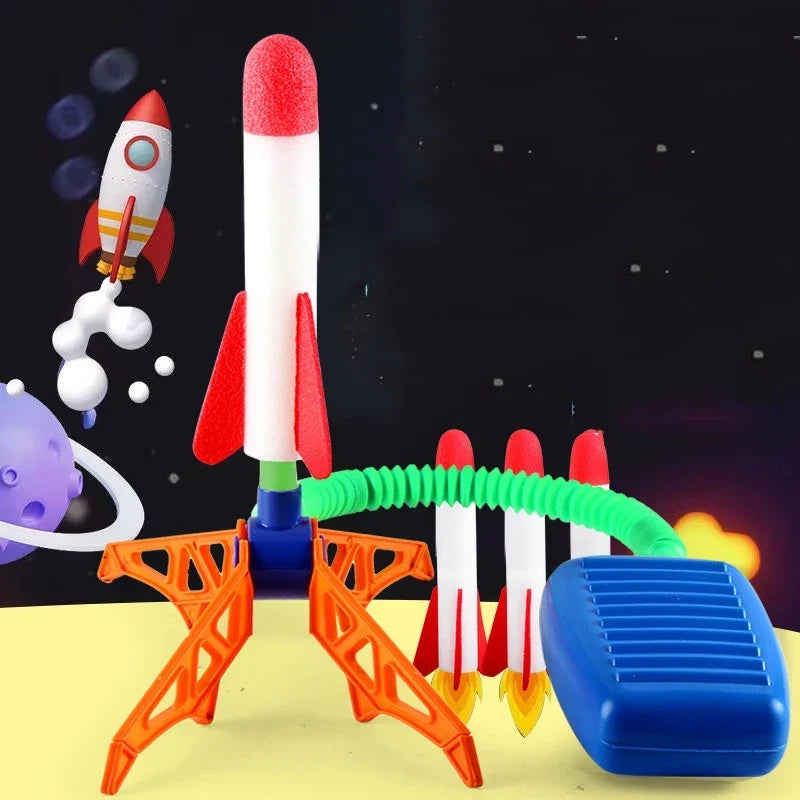 Gift for kids: an air powered rocket toy that provides hours of screen-free, active outdoor fun.