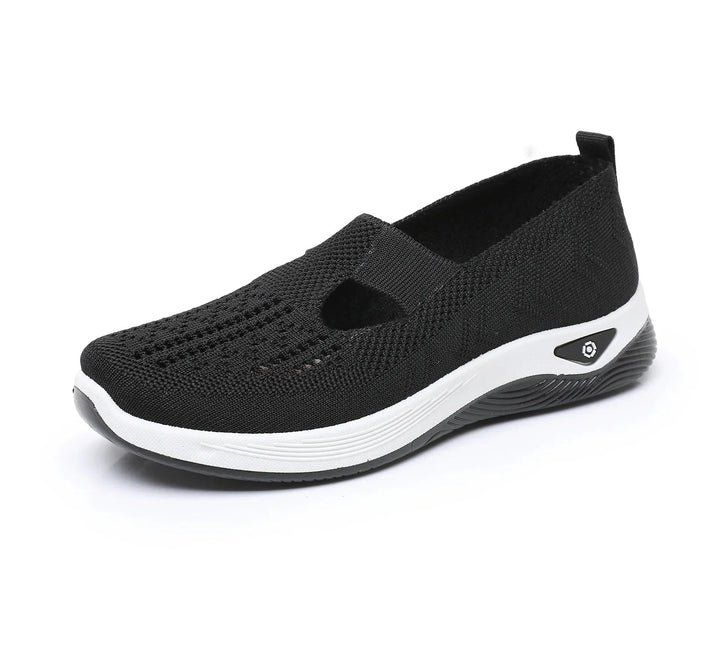 Women's airy slip-on shoes with cushioned support, perfect for walking & everyday comfort.