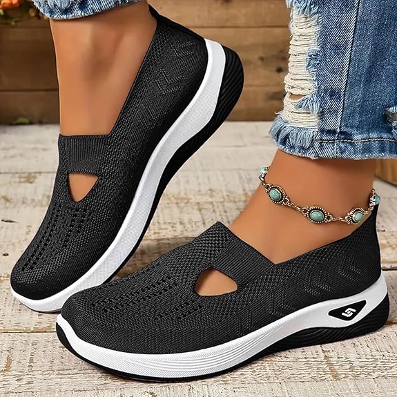 Stylish women's slip-on casual shoes, airy design with soft cushioned footbed for comfort.