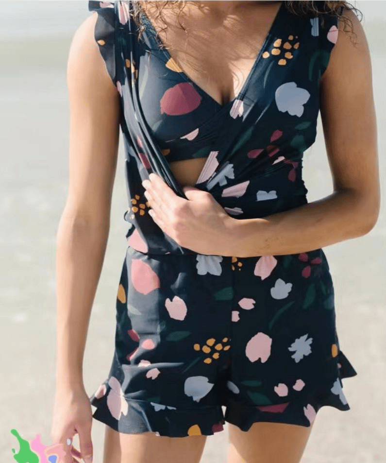 Women's supportive one-piece swimsuit with built-in bra for ultimate comfort & beach style.