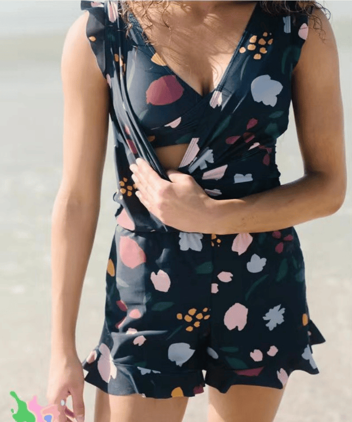 Women's supportive one-piece swimsuit with built-in bra for ultimate comfort & beach style.