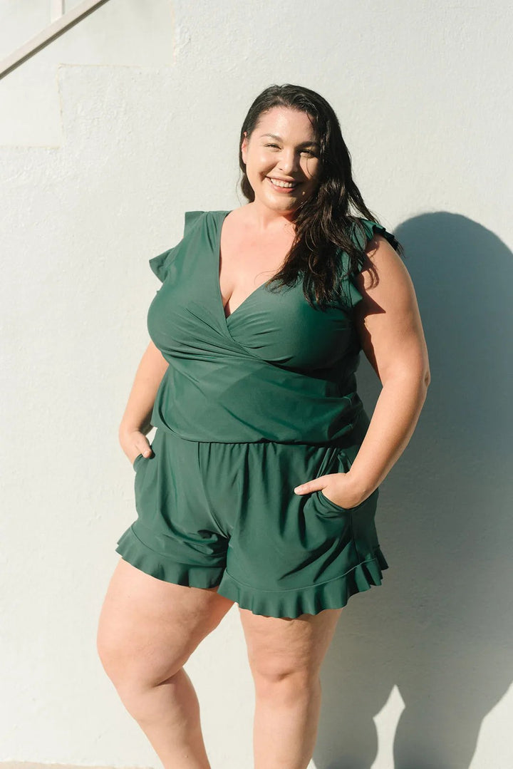 Enjoy the beach in this women's supportive one-piece swimwear with a built-in bra for full support.