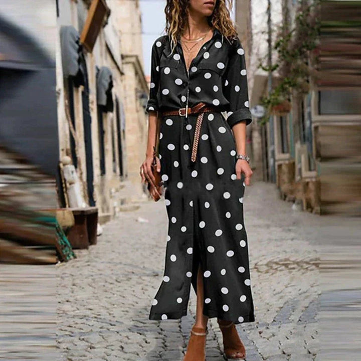 Women's Polka Dot Wide-Leg Jumpsuit with Belt