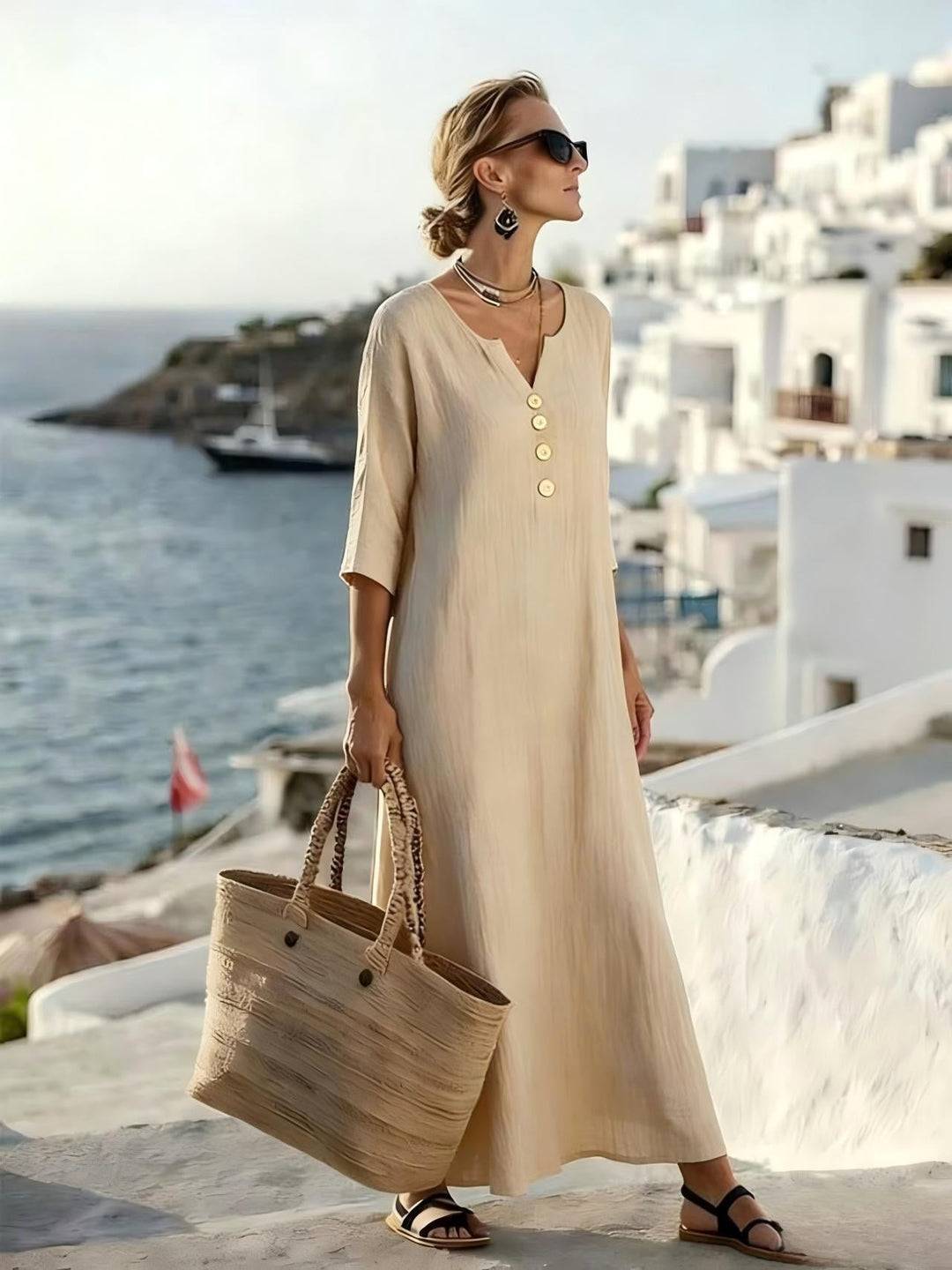 Summer women's shirt dress, button-front and relaxed fit for effortless casual and everyday styling.