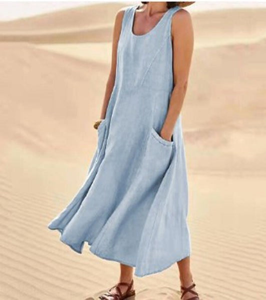 Women's daily wear dress, relaxed fit, comfortable and stylish with essential pockets.