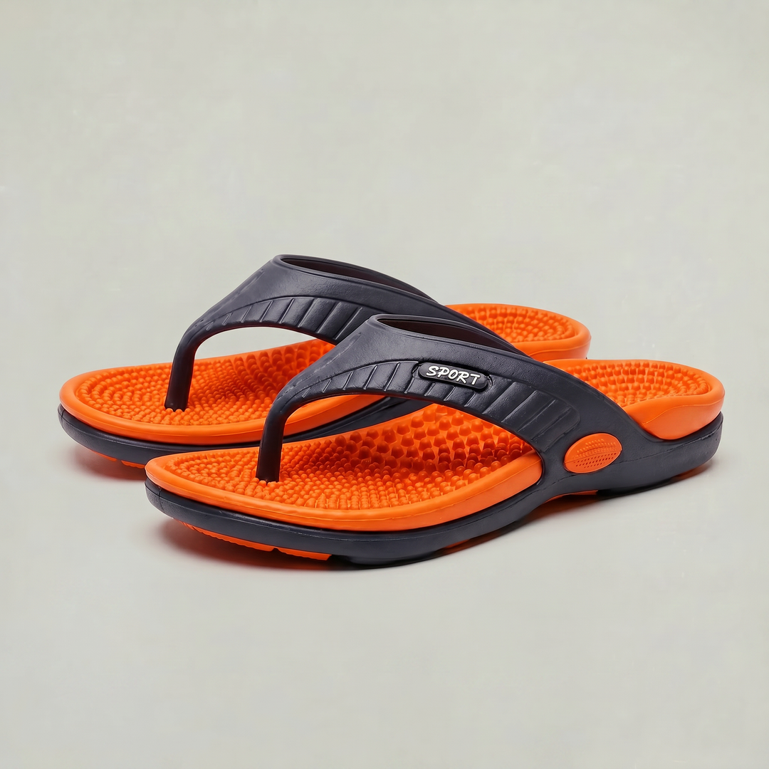 Casual men's thong sandals, ideal for beach days & warm weather with comfortable footbed.