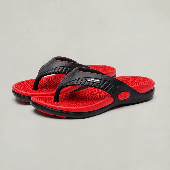 Sporty men's thong sandals, ideal beachwear & summer footwear with textured footbed.