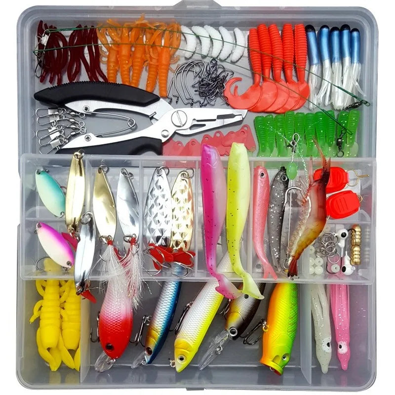 Angler's All-Purpose Fishing Lure Kit for freshwater & saltwater. Diverse tackle for bass, trout, pike.