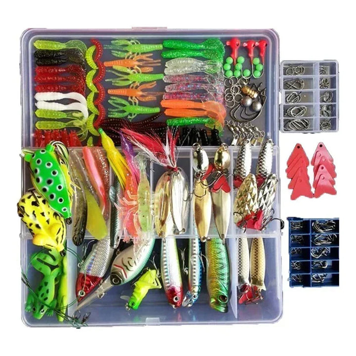 Angler's essential fishing lure kit. All-purpose tackle for freshwater & saltwater bass and trout.