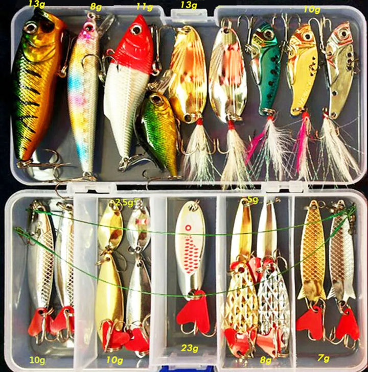 Get ready to fish! Complete Angler's lure kit with crankbaits, jigs, spoons, soft plastics.