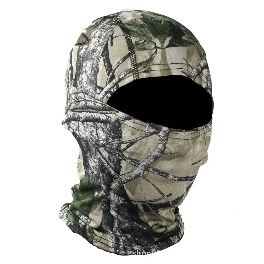 Stealth tactical balaclava face mask, perfect for hunting and airsoft concealment.