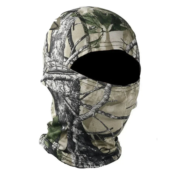 Stealth tactical balaclava face mask, perfect for hunting and airsoft concealment.