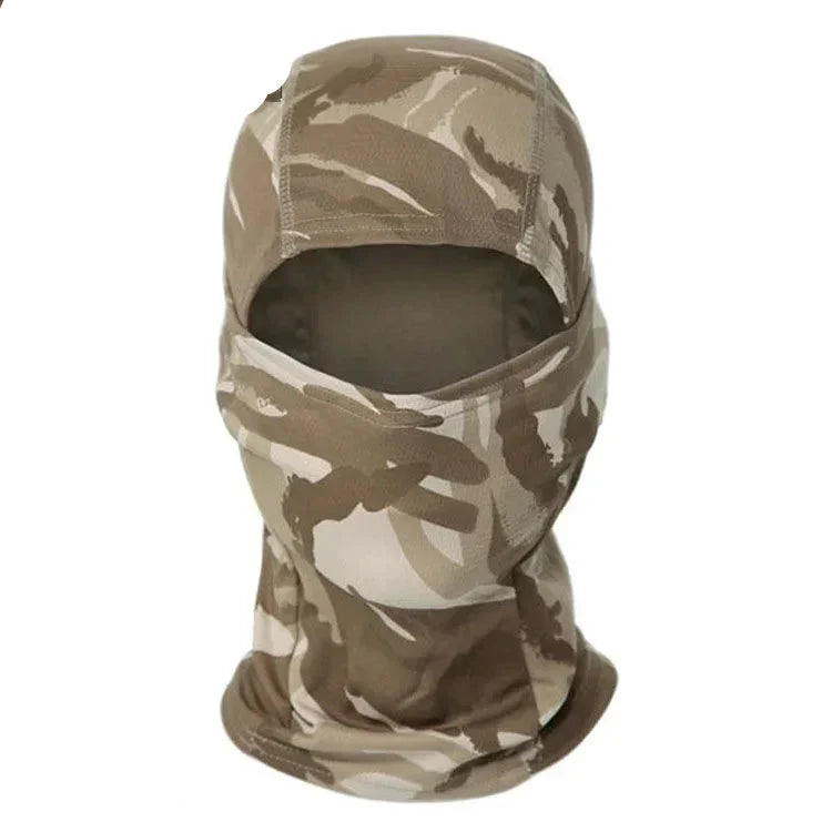Lightweight nylon tactical balaclava face mask for year-round outdoor and military use.