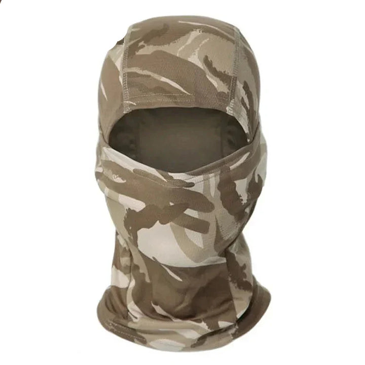 Lightweight nylon tactical balaclava face mask for year-round outdoor and military use.
