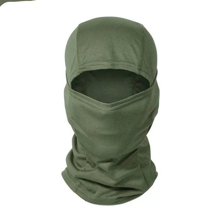Stealth nylon balaclava face mask with sun protection and cold weather warmth.