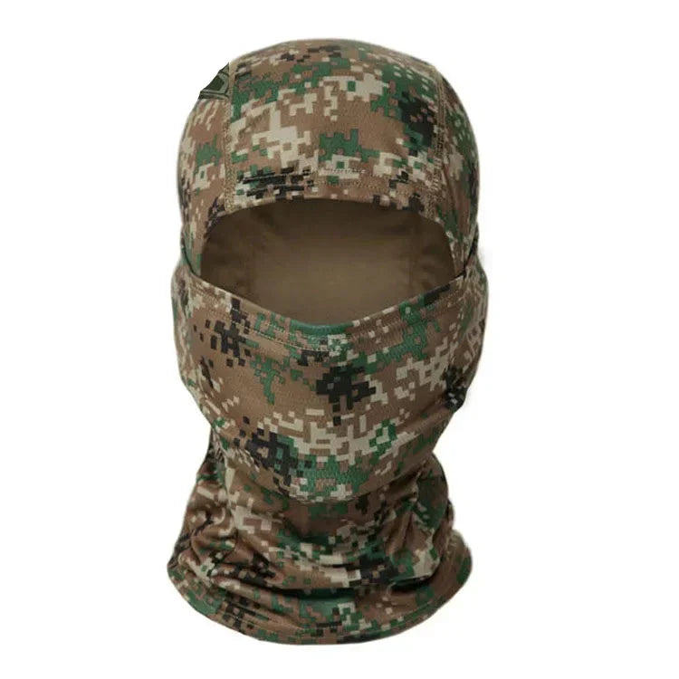 Outdoor gear tactical balaclava headwear for hiking, camping, and sports.