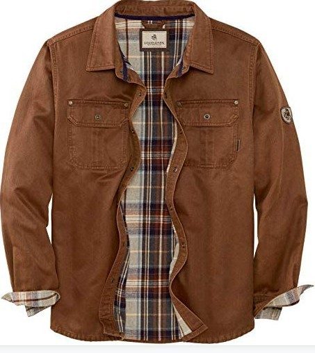 Men's classic brown trucker jacket, rugged and all-season, perfect for everyday wear and weather resistance.