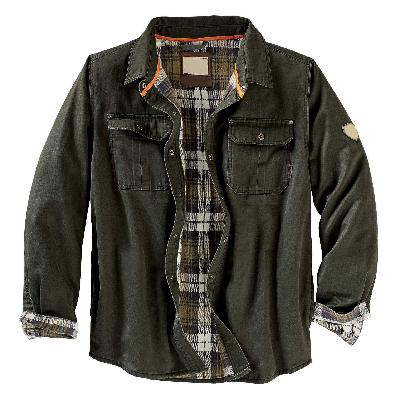 Durable men's army green trucker jacket, weather-ready outerwear for rugged, all-season protection & classic style.