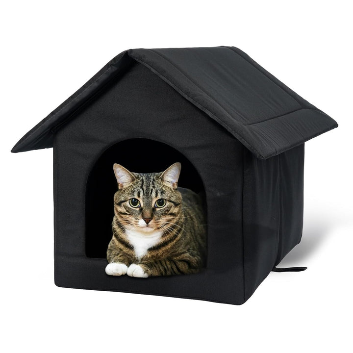 Durable, weatherproof outdoor pet house for cats & small dogs. Insulated, all-season comfort & protection from elements.