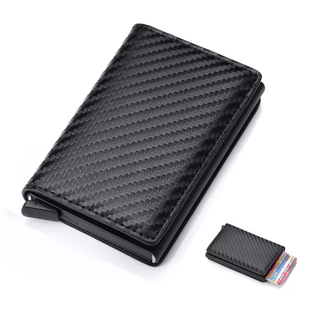 RFID blocking aluminum cardholder wallet for men, featuring a secure money clip.