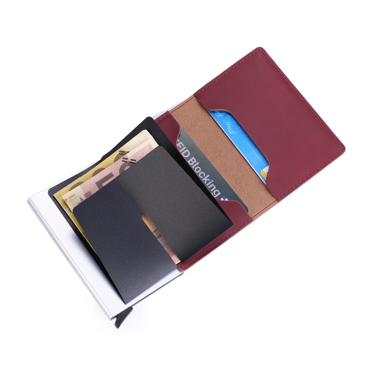 Best gift for men: minimalist aluminum cardholder wallet with an RFID money clip.