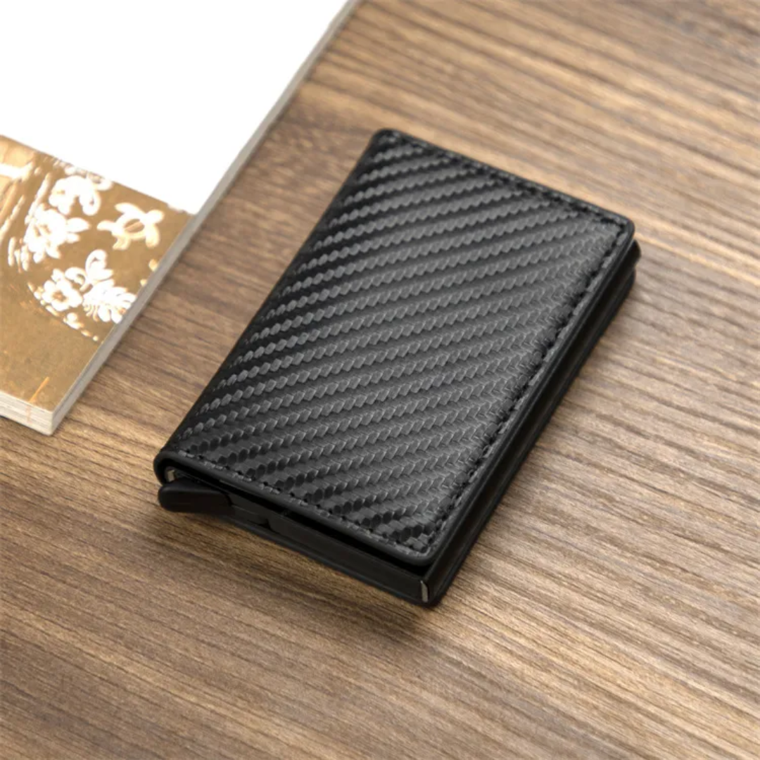 Robust men's aluminum cardholder wallet with a strong money clip for everyday use.