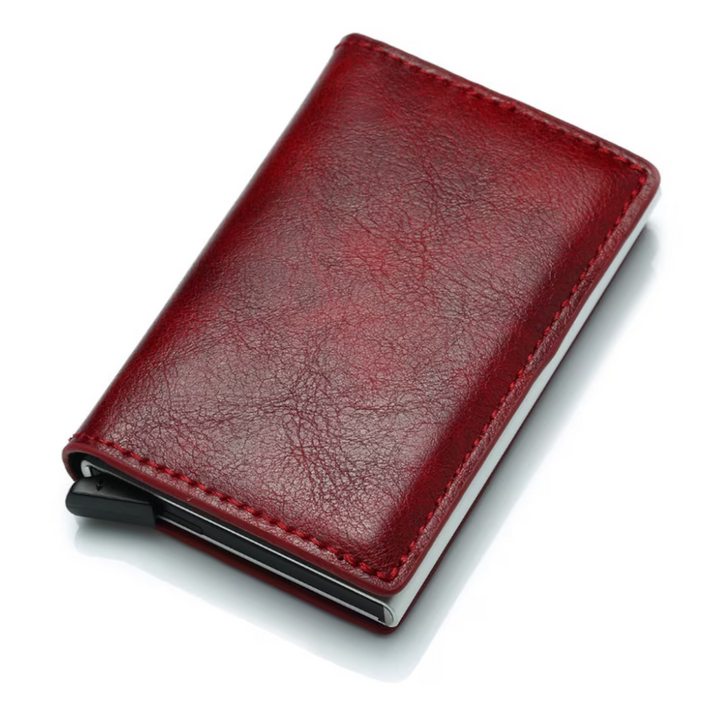 Everyday carry men's slim aluminum wallet, ideal for cards & cash, with a money clip.