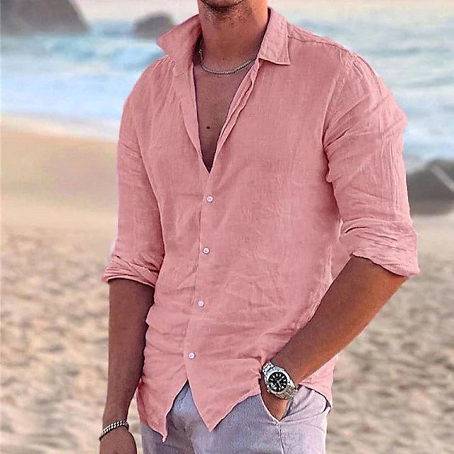 Comfortable men's button-down shirt, regular fit, ideal for spring fashion & everyday wear.